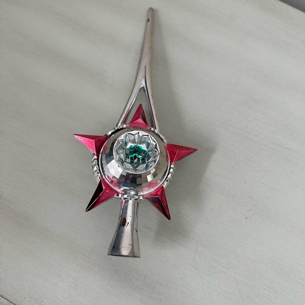 Vintage Bradford atomic star plastic Christmas tree topper